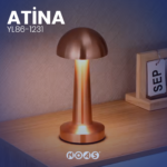 MAS NOAS ATİNA Bronz Renk Şarj Edilebilir LED Dokunmatik Masa Lambası Şarjlı - Görsel 2