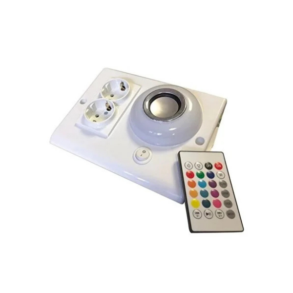 Adsız tasarım (73) Dolap ve Tezgah Altı Bluetooth Hoparlörlü ve Renkli 2'li Priz - Görsel 1